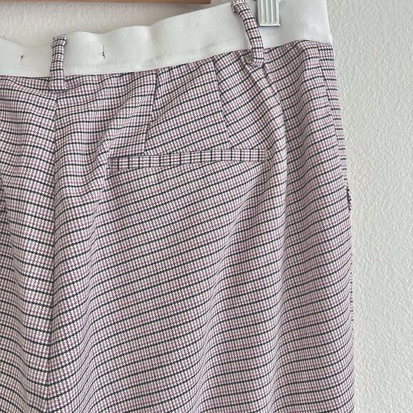 Pink Plaid Stretch Trousers Pants Women’s Size 32 Preppy Retro Academia Office - Picture 7 of 12